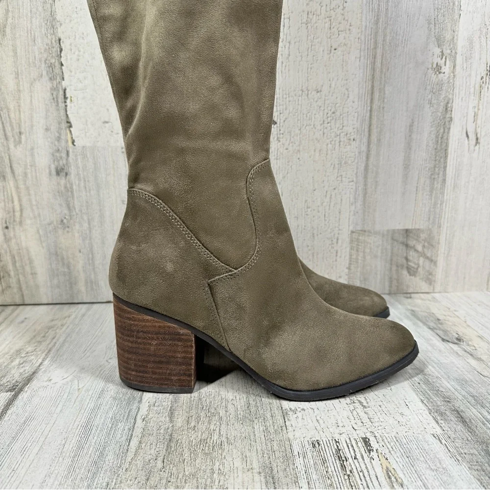 New BP. Luke Black‎ Side Zip Block Heel Over The Knee Boots #989